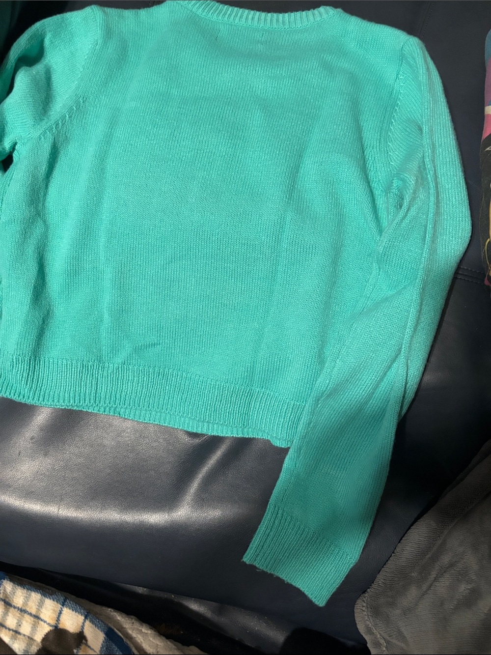 Iron Fist Turquoise Crewneck Sweater with One-Eyed Monster Burger Motif - Picture 6 of 6